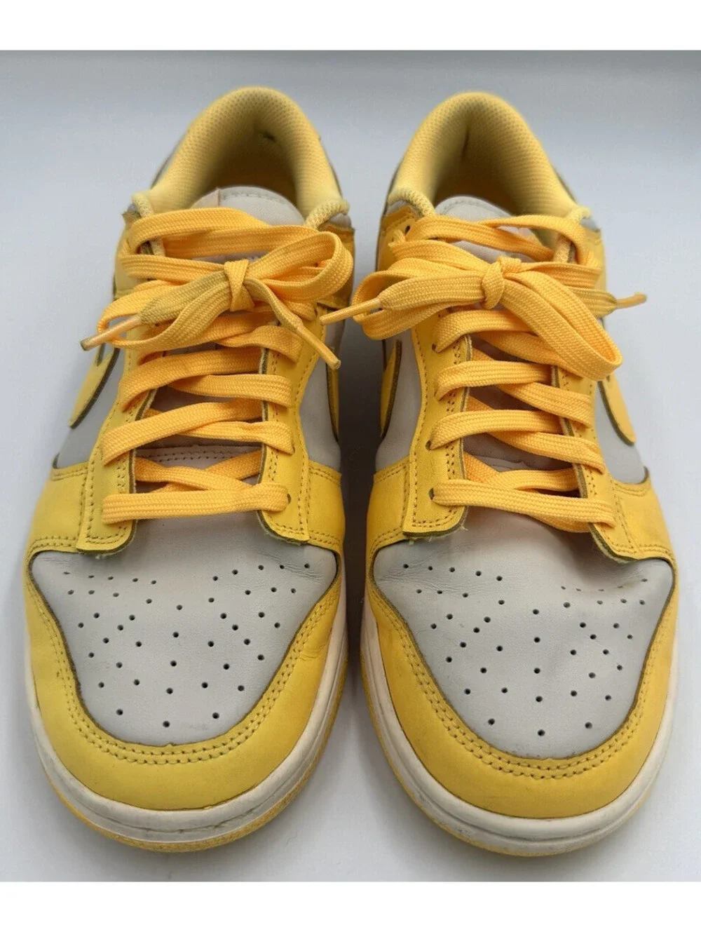 Nike Dunk Low White Grey Yellow Womens Size 10.5 Sneakers Shoes DD1503-002